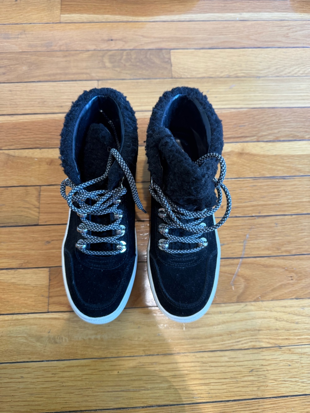 Marc Fisher Black Fuzzy High-Top Sneakers